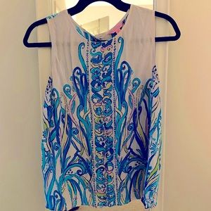 Lilly Pulitzer Iona Shell Silk Top Size Medium